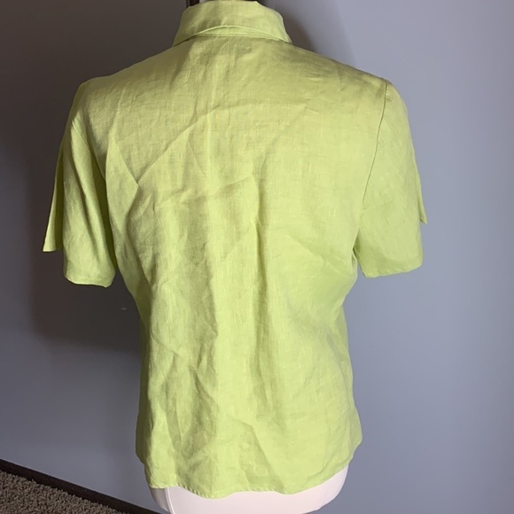 Edward 100% Irish Linen Embroidered Sz Lg trendy green, very good condition - Picture 4 of 5